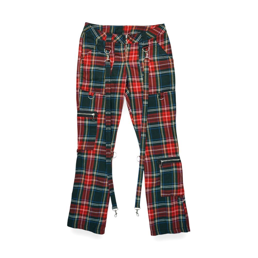 Vintage Serious Pants Women's Y2K Plaid Goth‎ Retro Pockets Strap Size 7